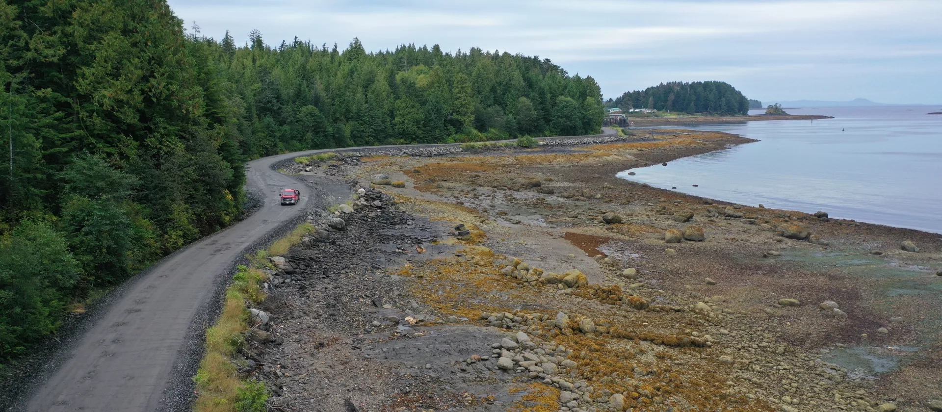 View of a recently completed road by Terus for the Lax Kw'alaams First Nation in northern British Columbia.