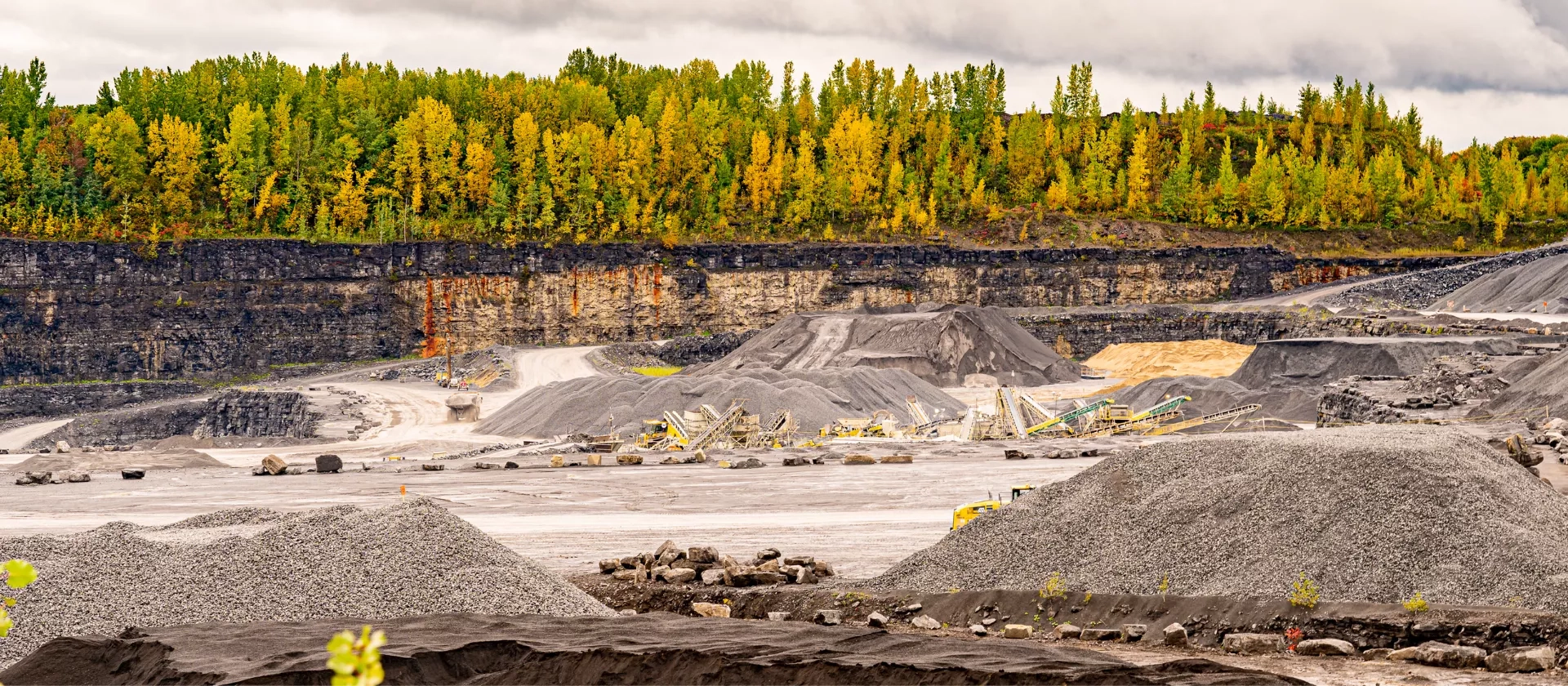 View of Colas Quebec's Ray-Car quarry with fall foliage in the background. 