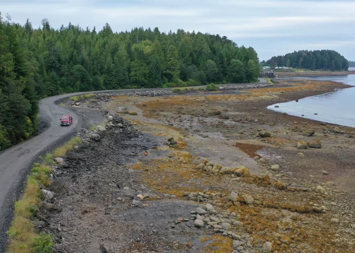 View of a recently completed road by Terus for the Lax Kw'alaams First Nation in northern British Columbia.