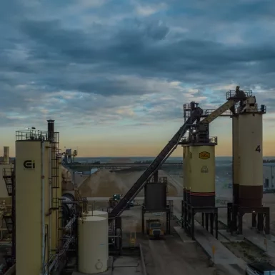 Arial view of Standard General Edmonton's Acheson Asphalt Plant. 