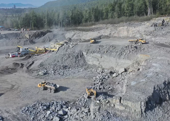 Ridley Quarry in BC viewed from above