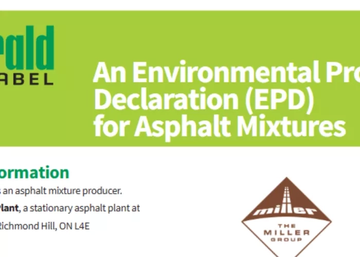 Sample of an Environmental Product Declaration from The Miller Group’s Bloomington Asphalt Plant.