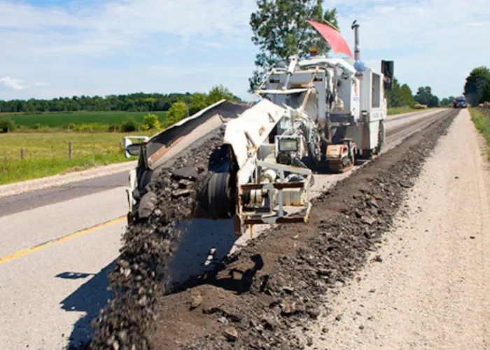 Machine from the Miller Group preparing a road base