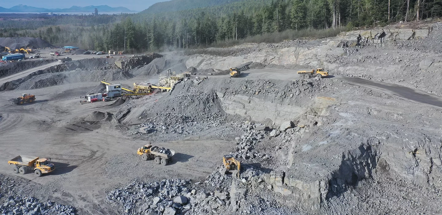 Ridley Quarry in BC viewed from above