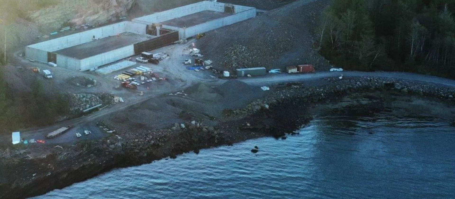 Arial view of work being completed on the Lax Kw'alaams Wastewater Treatment Facility.