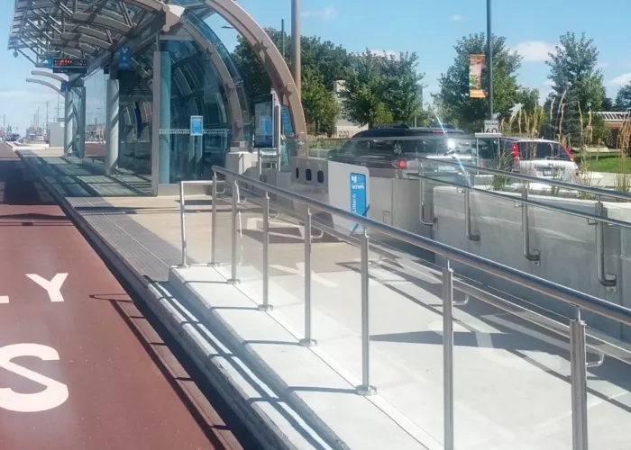 A completed bus stop along the Viva BRT system in York Region, ON. 