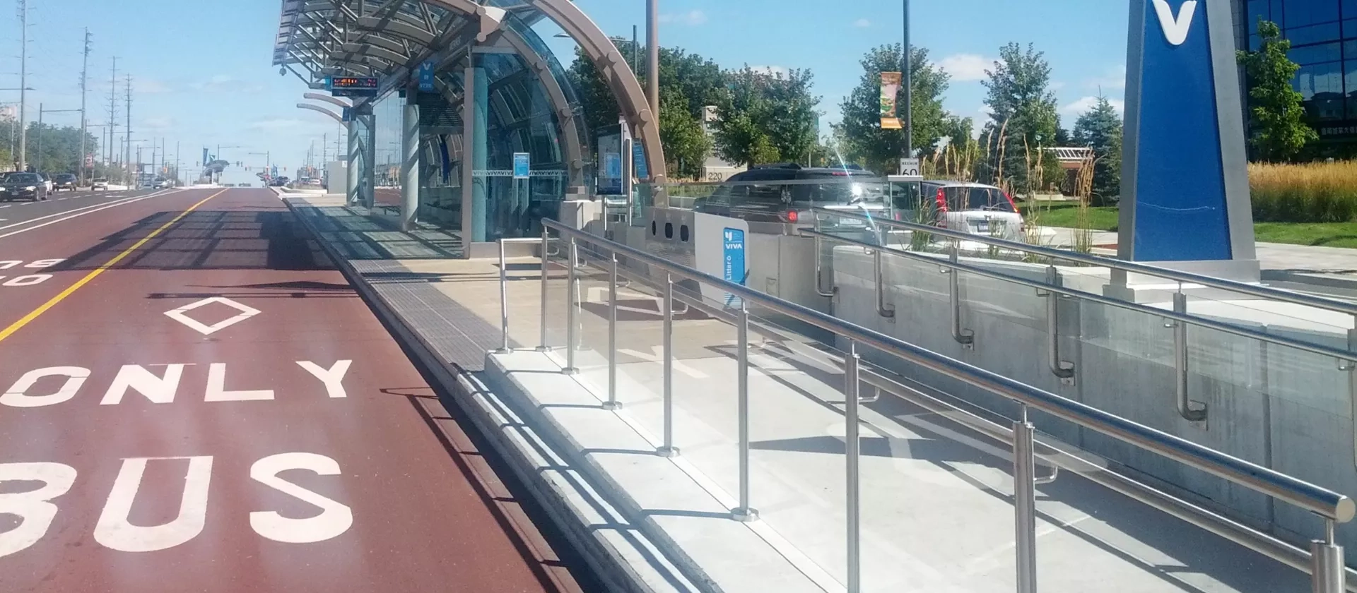 A completed bus stop along the Viva BRT system in York Region, ON. 