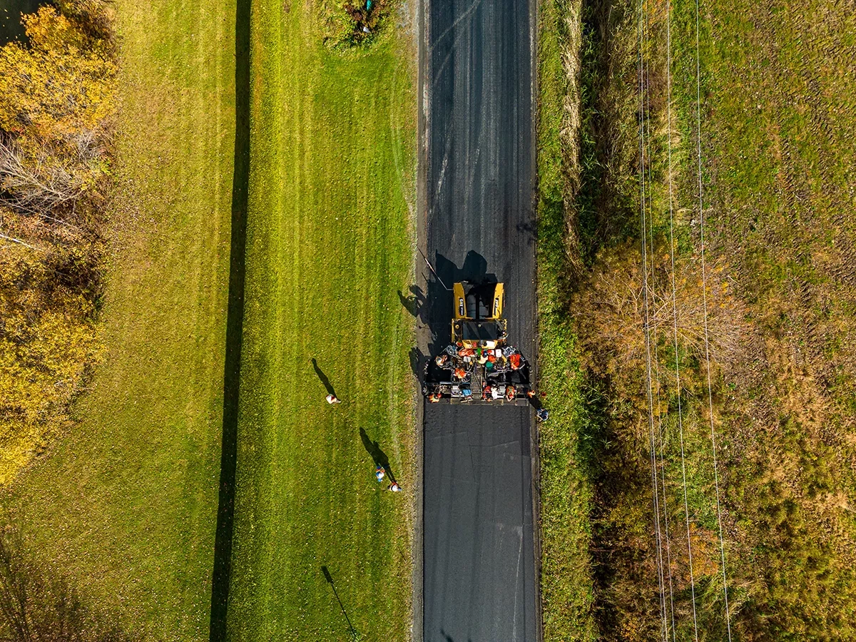 Paving crew from above
