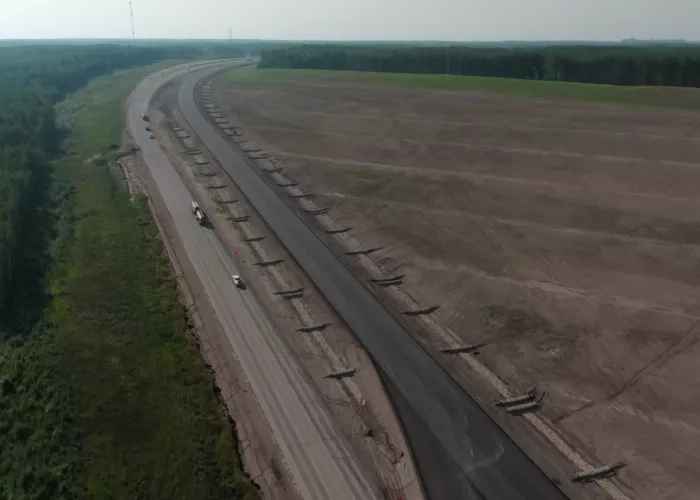 Arial view of the completed Highway 40