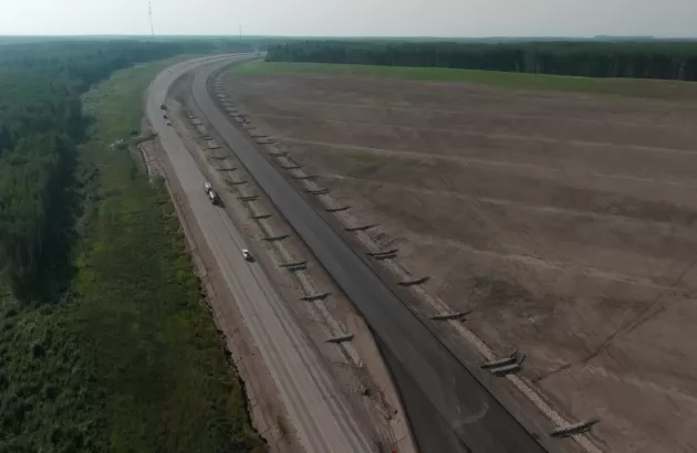 Arial view of the completed Highway 40