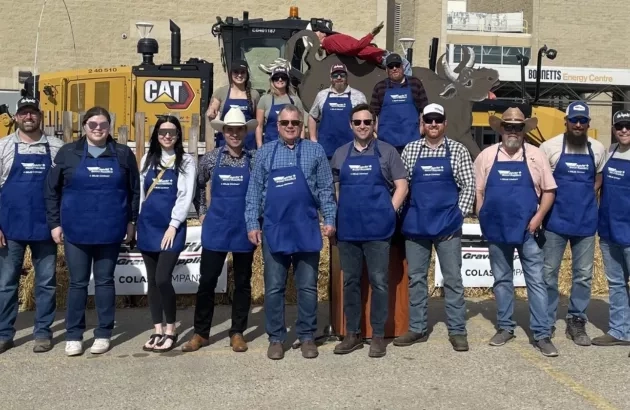 Members of the Wapiti Gravel Suppliers team pose for a photo before the 2025 Stompede Bust Out BBQ in Grande Praire, AB.
